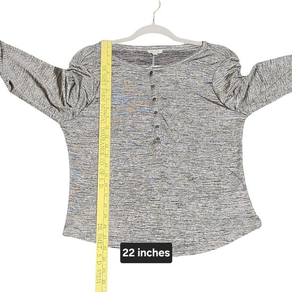 ANTHROPOLOGIE PILCRO Andie Shine Henley Top Size Large Metallic Long Sleeve - Picture 9 of 11